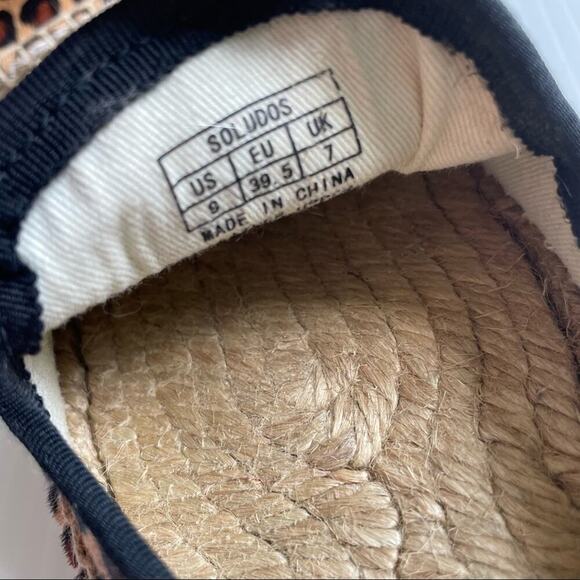 Soludos platform espadrilles calf hair animal print leopard smoking slipper sz 9 - Picture 5 of 10